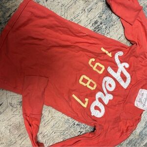Aeropostale Red Long Sleeve Graphic Tee with Yellow & White Accents